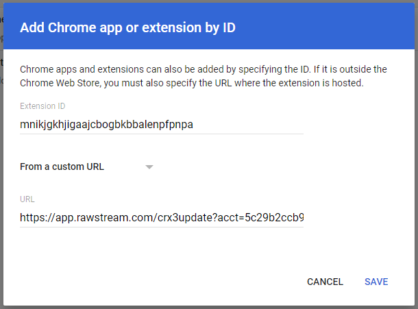 Google Apps Add Extension Dialogue